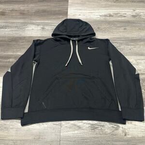 Nike Therma Fit Black Gray Mens Medium‎ Mini Swoosh Pullover Sweatshirt Hoodie